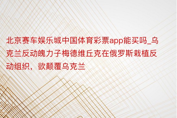 北京赛车娱乐城中国体育彩票app能买吗_乌克兰反动魄力子梅德维丘克在俄罗斯栽植反动组织，欲颠覆乌克兰