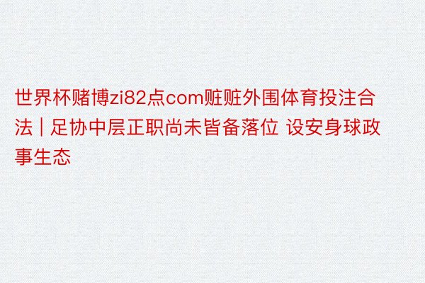 世界杯赌博zi82点com赃赃外围体育投注合法 | 足协中层正职尚未皆备落位 设安身球政事生态