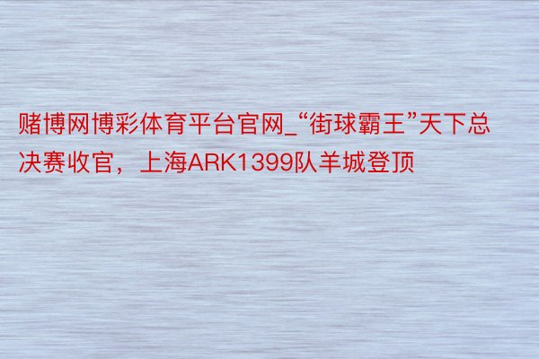 赌博网博彩体育平台官网_“街球霸王”天下总决赛收官，上海ARK1399队羊城登顶